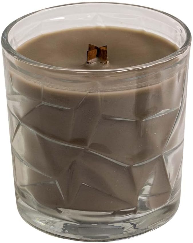 Woodsmoke & Pumpkin Wooden Cross Wick Clear Glass Scented Candle