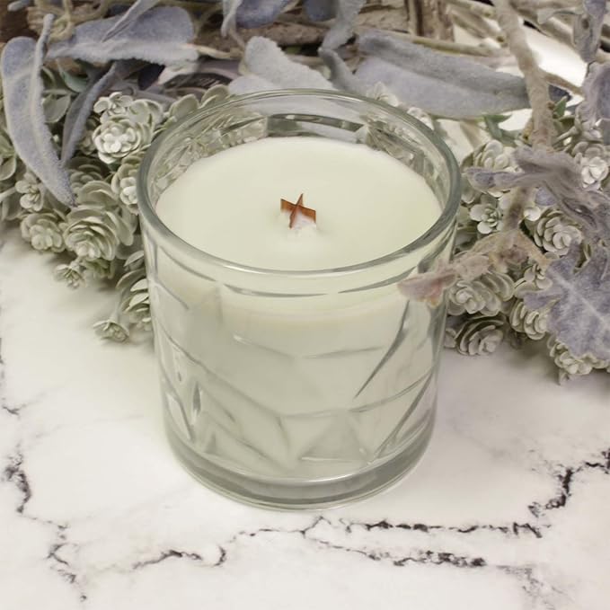 White Sage & Bergamot Wooden Cross Wick Clear Glass Scented Candle