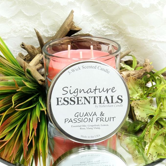 Guava & Passion Fruit 3 Wick Clear Glass Scented Candle