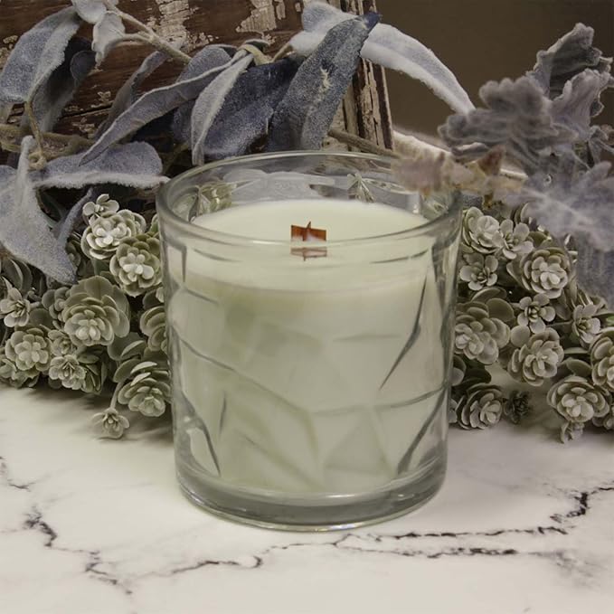 White Sage & Bergamot Wooden Cross Wick Clear Glass Scented Candle