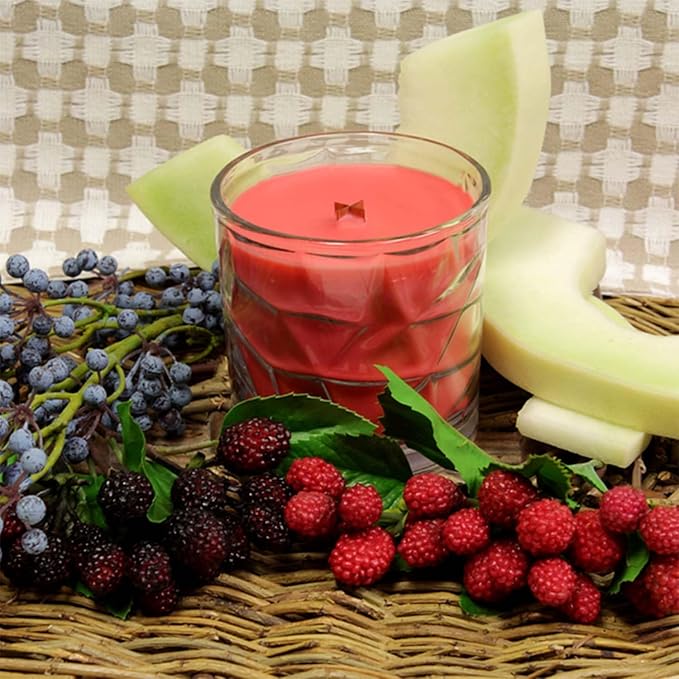 Sweet Melon & Berries Wooden Cross Wick Clear Glass Scented Candle