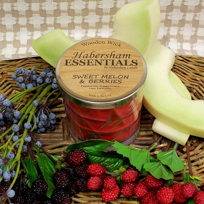 Sweet Melon & Berries Wooden Cross Wick Clear Glass Scented Candle
