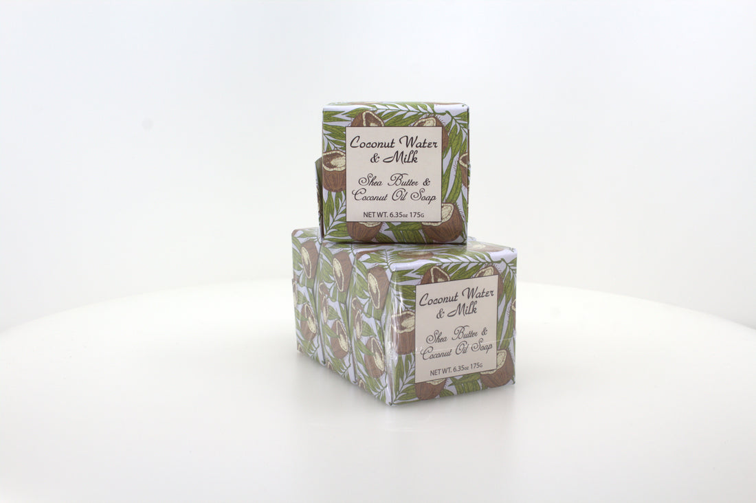Coconut Water & Milk Soap with Shea Butter & Coconut Oil - 6.35 oz. - 3 Pack Individually Wrapped Bars