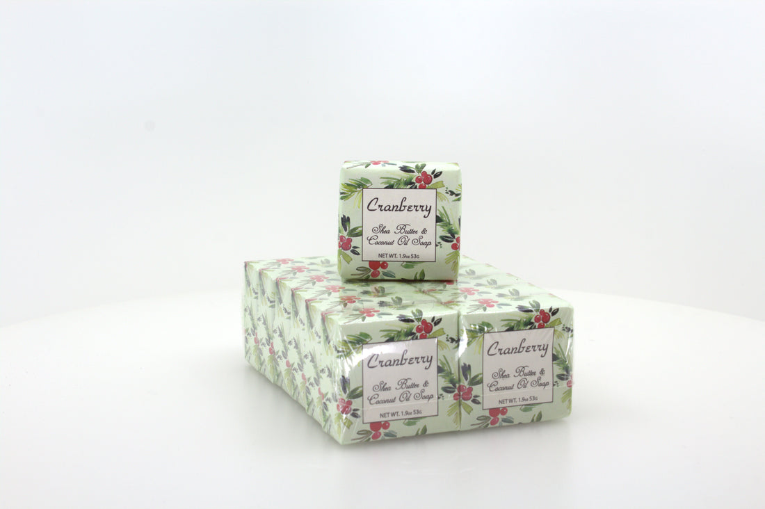 Cranberry Soap with Shea Butter & Coconut Oil - 1.9 oz. -- 12 Pack Individually Wrapped Bars