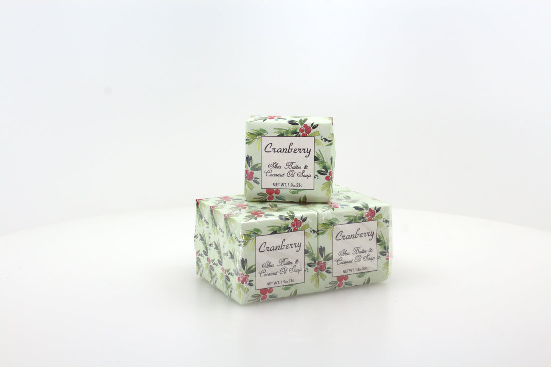 Cranberry Soap with Shea Butter & Coconut Oil - 1.9 oz. -- 6 Pack Individually Wrapped Bars
