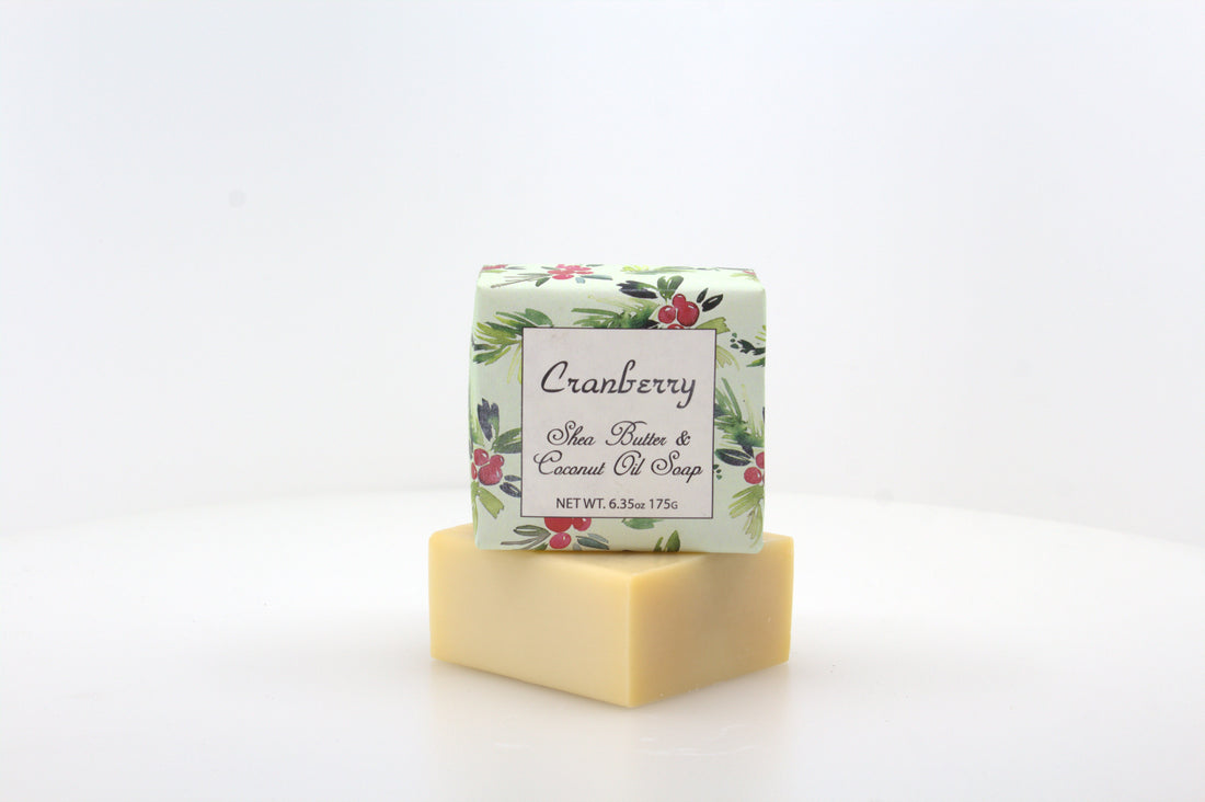 Cranberry Soap with Shea Butter & Coconut Oil -6.35 oz. - 6 Pack Individually Wrapped Bars