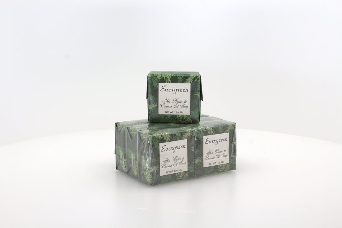 Evergreen Soap with Shea Butter & Coconut Oil - 1.9 oz. -- 6 Pack Individually Wrapped Bars