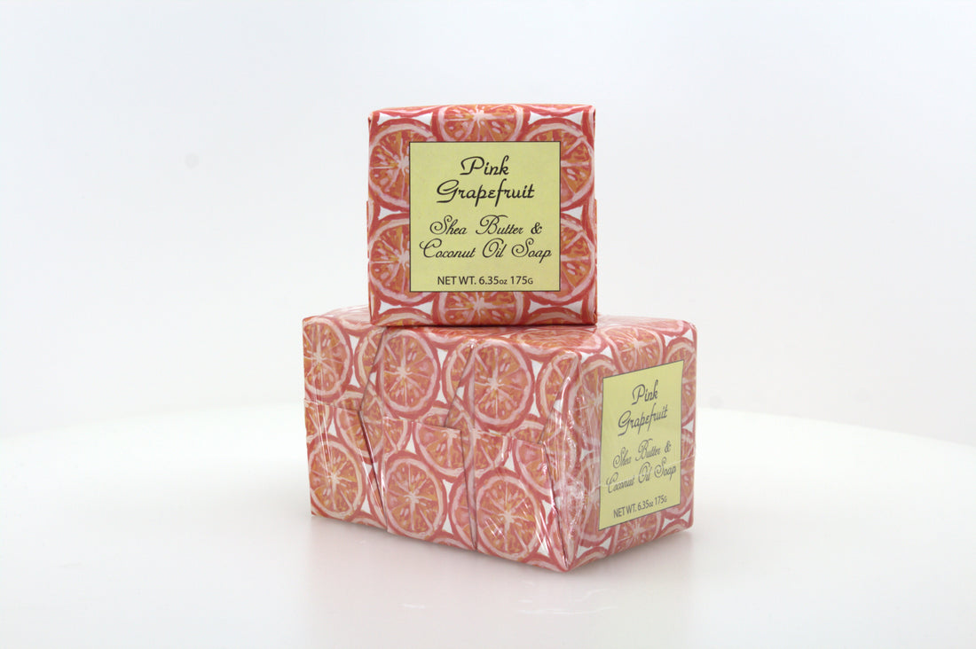 Pink Grapefruit Soap with Shea Butter & Coconut Oil - 6.35 oz. - 3 Pack Individually Wrapped Bars