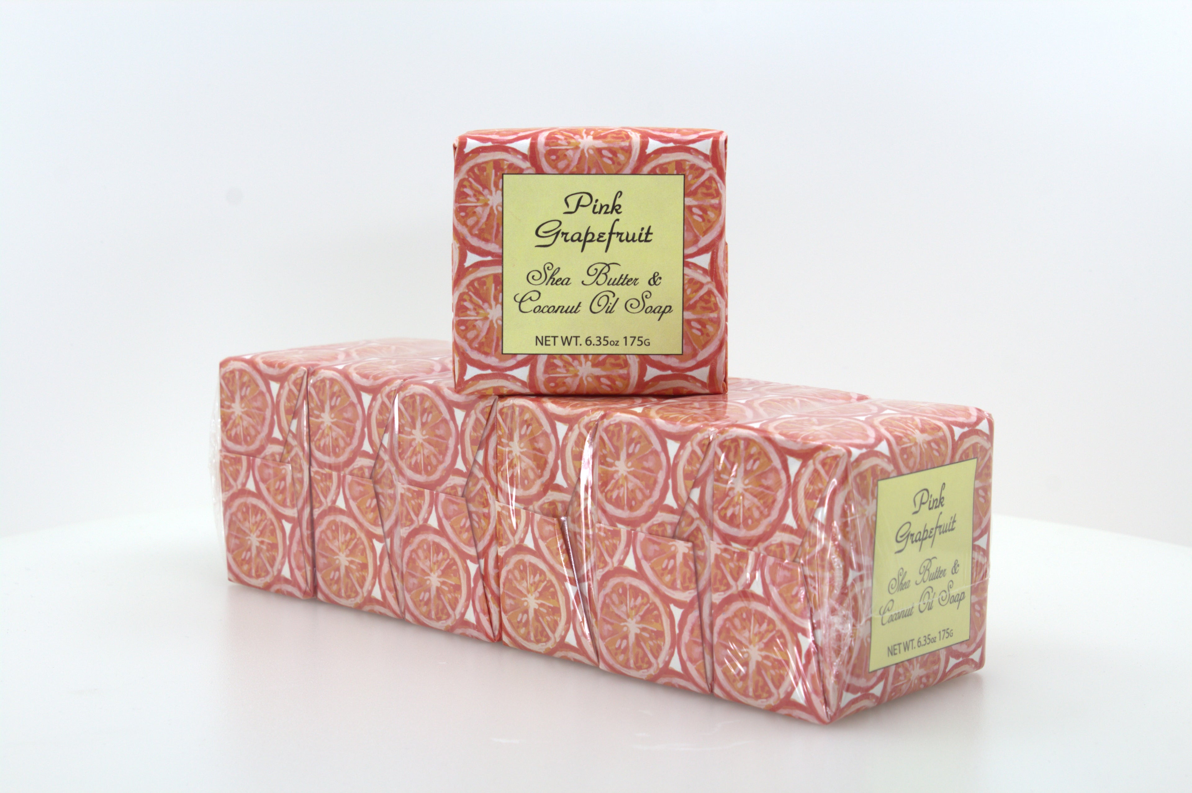 Pink Grapefruit Soap with Shea Butter & Coconut Oil - 6.35 oz. -  6 Pack Individually Wrapped Bars