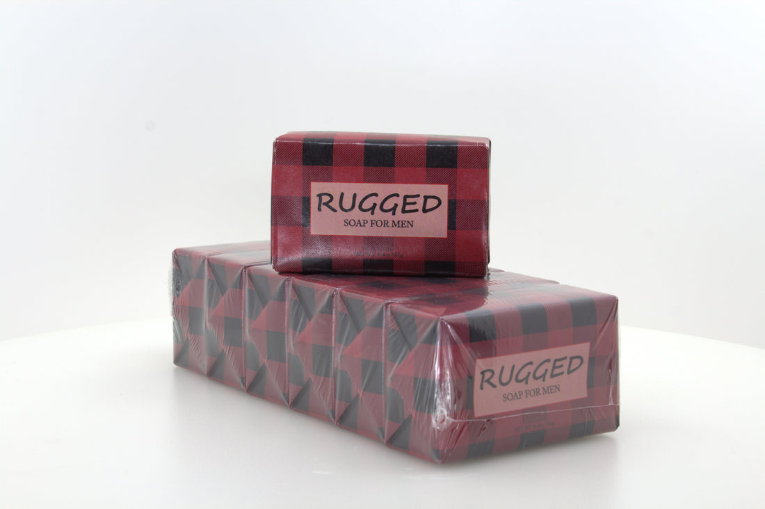 Rugged Soap with Shea Butter & Cocoa Butter– 6.4 oz – 6 Pack Individually Wrapped Bars