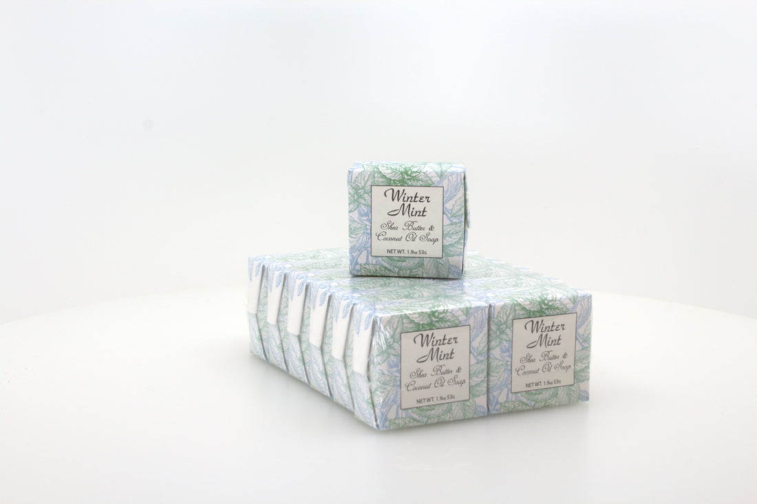 Winter Mint Soap with Shea Butter & Coconut Oil - 1.9 oz. - 12 Pack Individually Wrapped Bars
