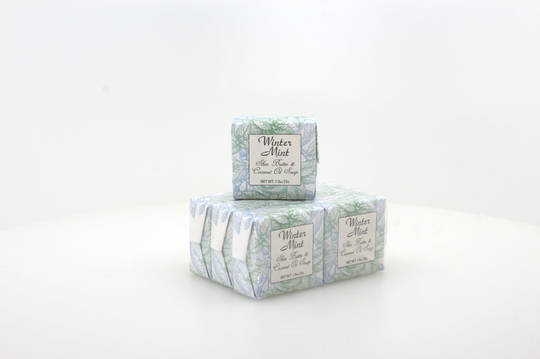 Winter Mint Soap with Shea Butter & Coconut Oil - 1.9 oz. - 6 Pack Individually Wrapped Bars