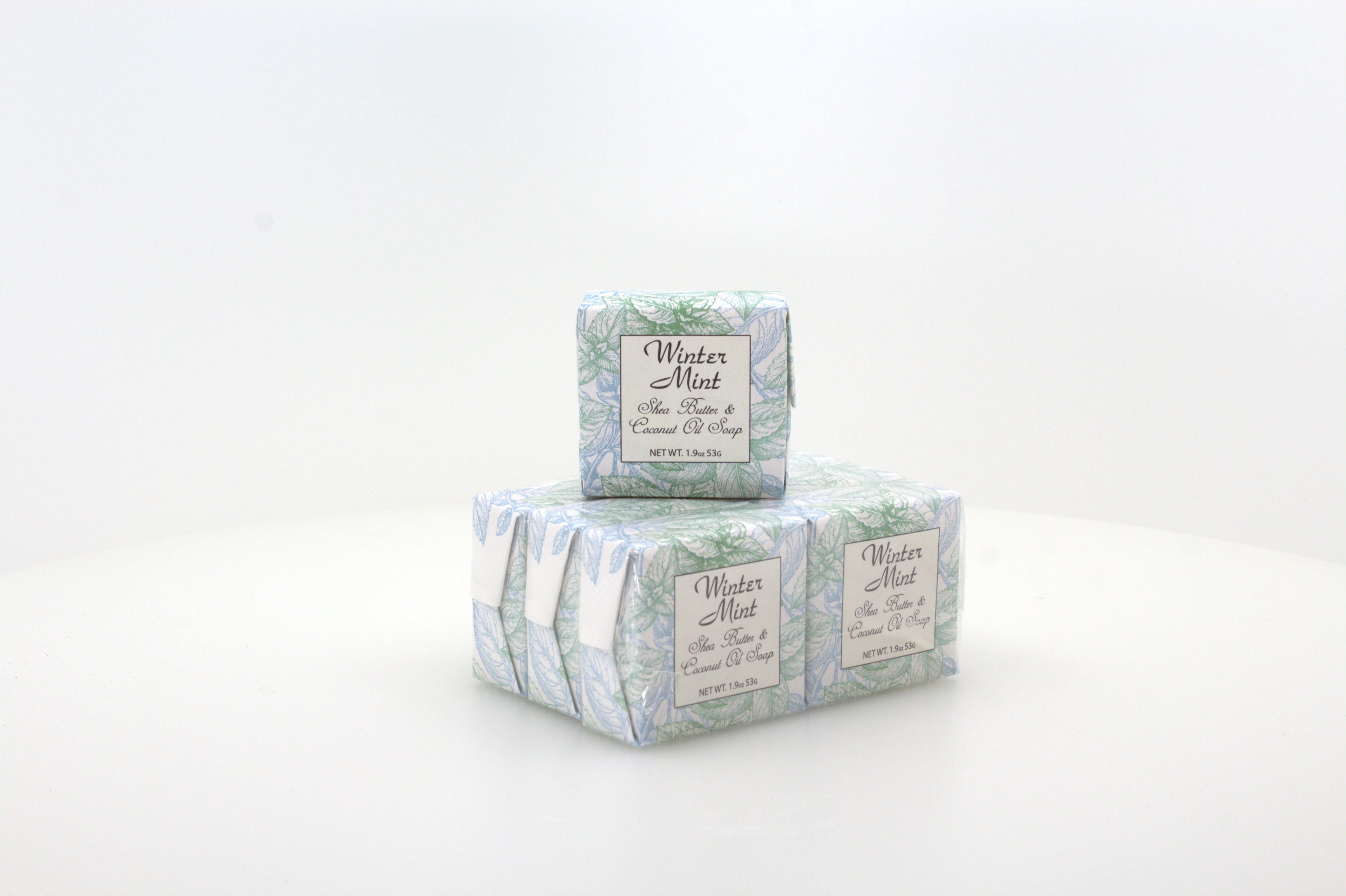 Winter Mint Soap with Shea Butter & Coconut Oil - 1.9 oz. - 6 Pack Individually Wrapped Bars