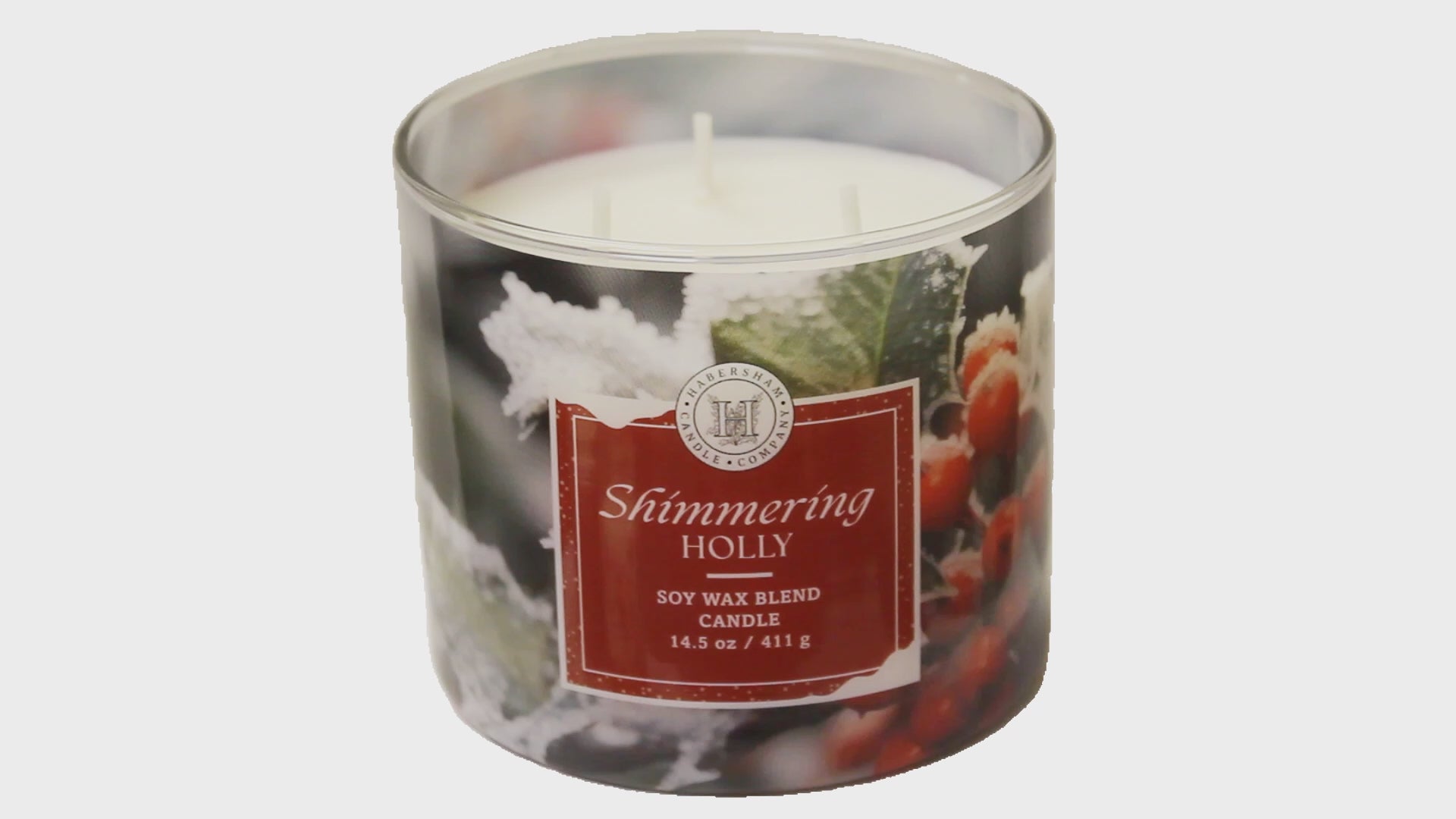 Shimmering Holly 3 Wick Scented Candle