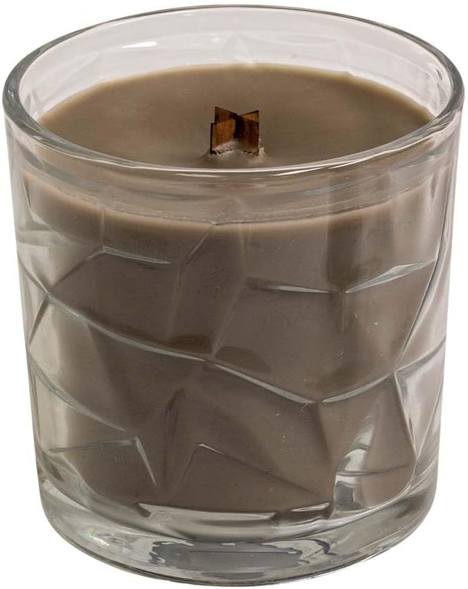 Woodsmoke &amp; Pumpkin Wooden Cross Wick Clear Glass Scented Candle