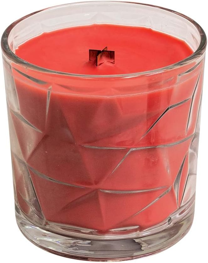 Sweet Melon &amp; Berries Wooden Cross Wick Clear Glass Scented Candle