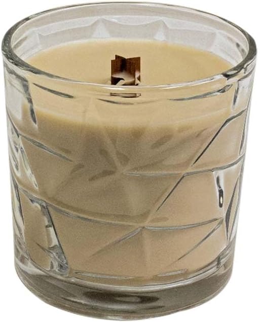 Cashmere Caress Wooden Cross Wick Clear Glass Scented Candle