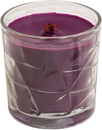 Dark Merlot Wooden Cross Wick Clear Glass Scented Candle