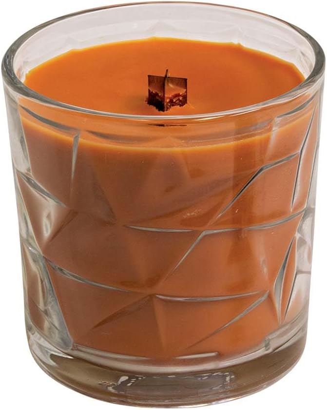 Harvest Gathering Wooden Cross Wick Clear Glass Scented Candle