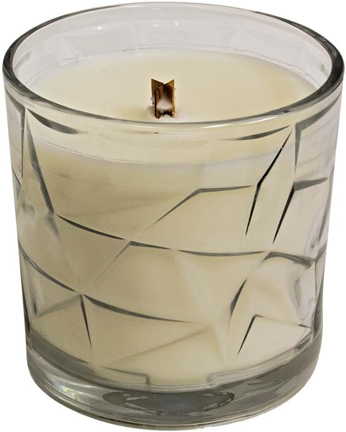 White Sage &amp; Bergamot Wooden Cross Wick Clear Glass Scented Candle