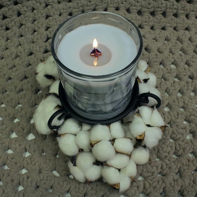 Clean Cotton Wooden Cross Wick Clear Glass Scented Candle