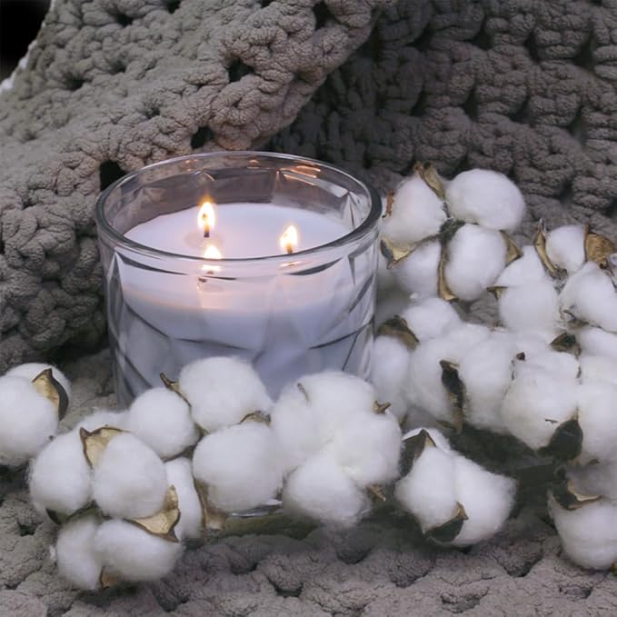 Clean Cotton 3 Wick Clear Glass Scented Candle