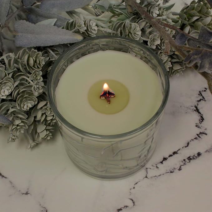 White Sage &amp; Bergamot Wooden Cross Wick Clear Glass Scented Candle