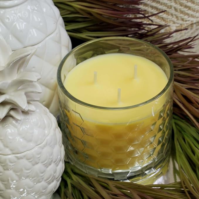 Polynesian Pineapple 3 Wick Clear Glass Scented Candle