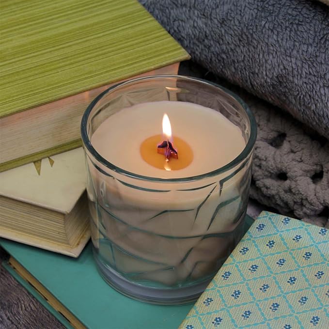 Cashmere Caress Wooden Cross Wick Clear Glass Scented Candle