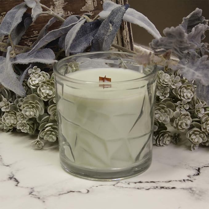 White Sage &amp; Bergamot Wooden Cross Wick Clear Glass Scented Candle