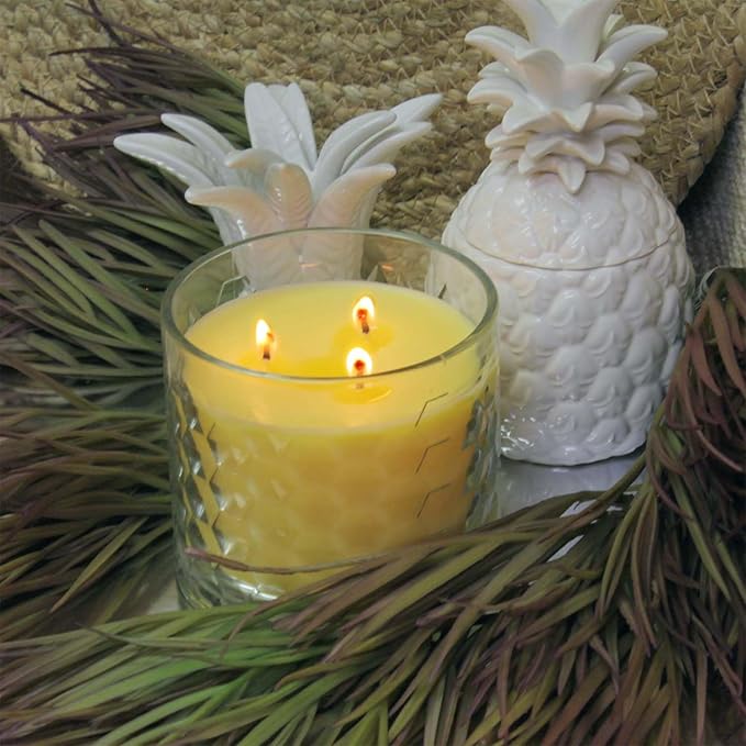 Polynesian Pineapple 3 Wick Clear Glass Scented Candle