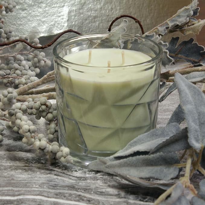 White Sage &amp; Bergamot 3 Wick Clear Glass Scented Candle