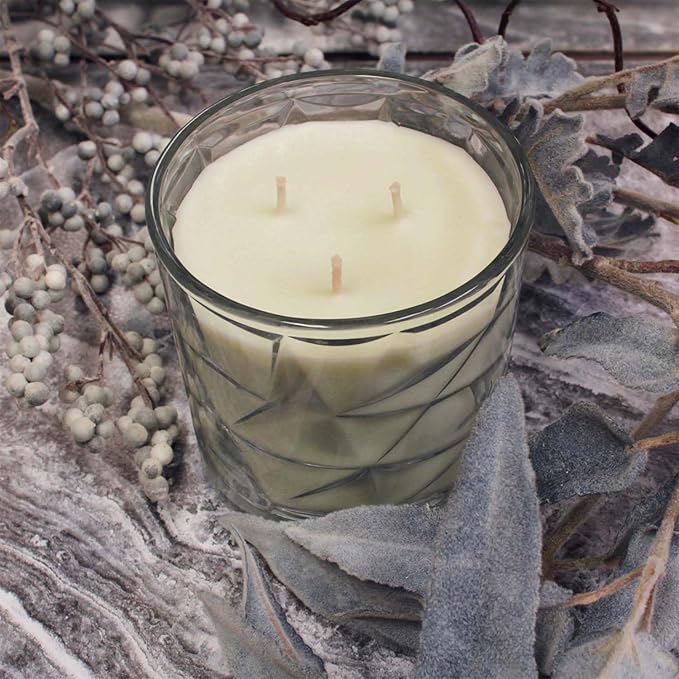 White Sage &amp; Bergamot 3 Wick Clear Glass Scented Candle