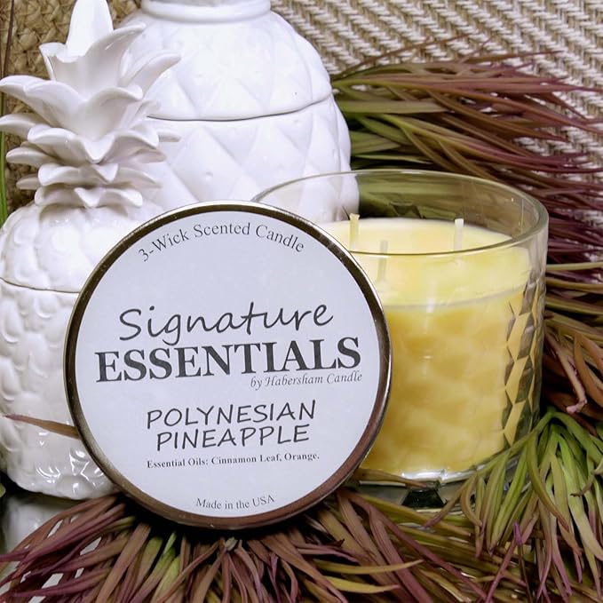 Polynesian Pineapple 3 Wick Clear Glass Scented Candle