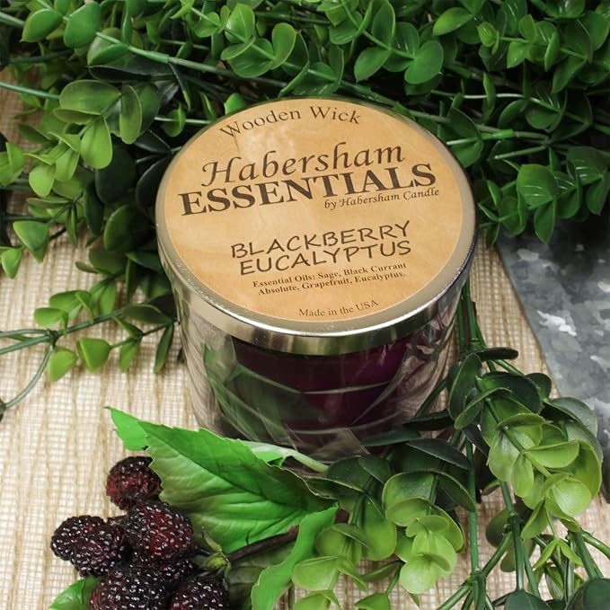 Blackberry Eucalyptus Wooden Cross Wick Clear Glass Scented Candle