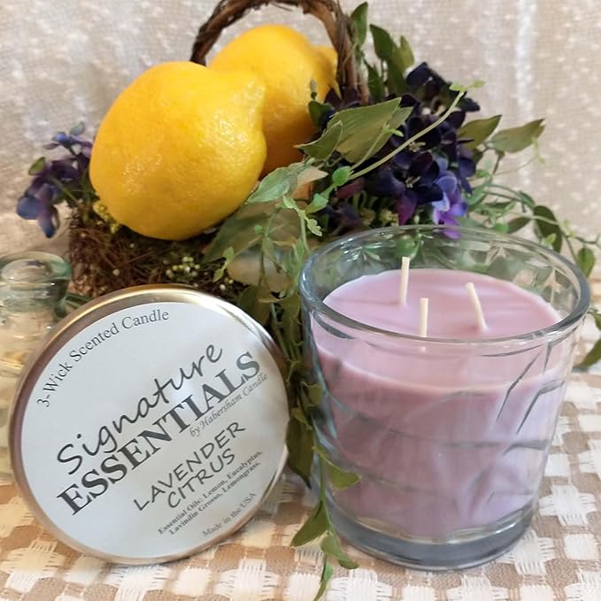 Lavender Citrus 3 Wick Clear Glass Scented Candle