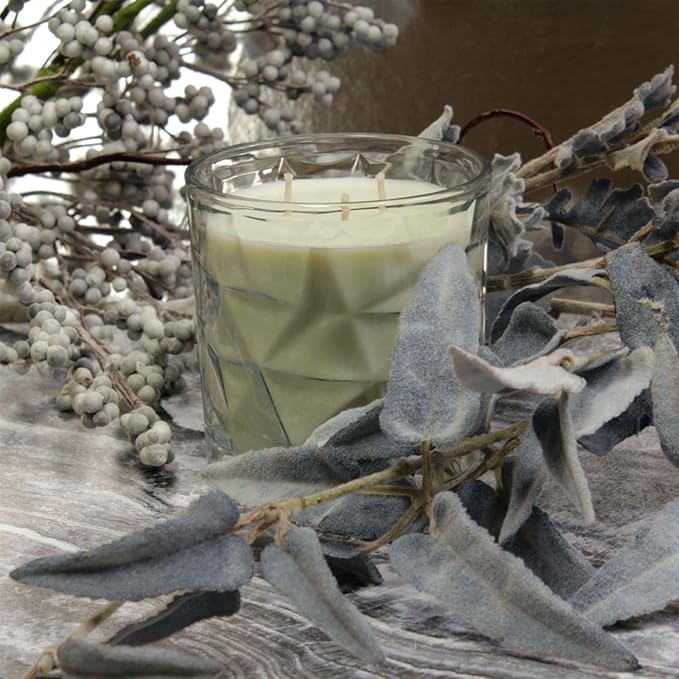 White Sage &amp; Bergamot 3 Wick Clear Glass Scented Candle