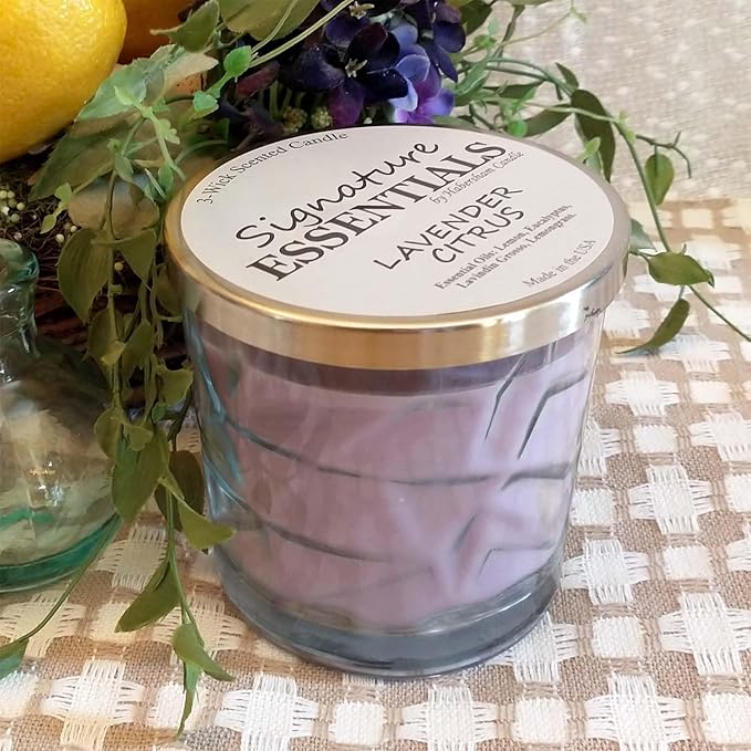 Lavender Citrus 3 Wick Clear Glass Scented Candle