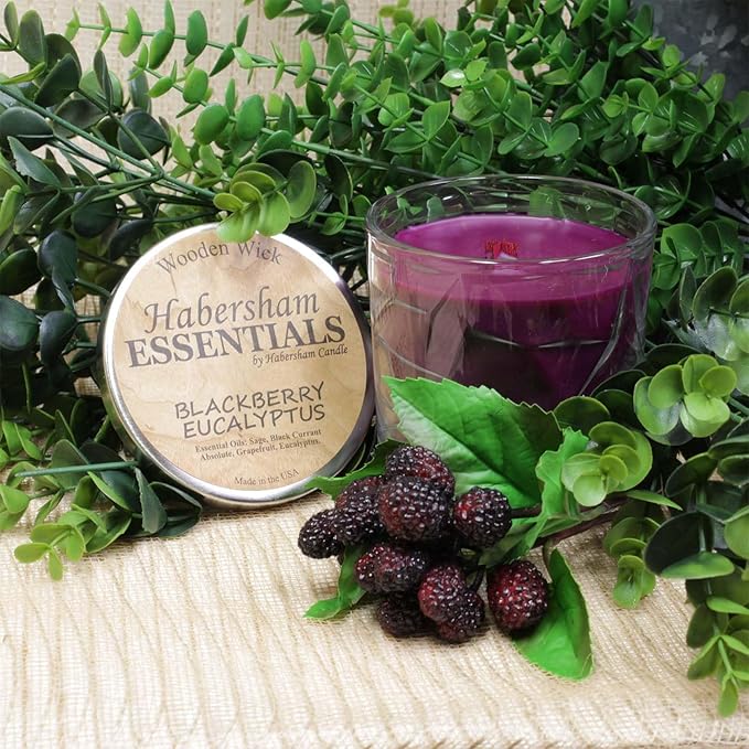 Blackberry Eucalyptus Wooden Cross Wick Clear Glass Scented Candle