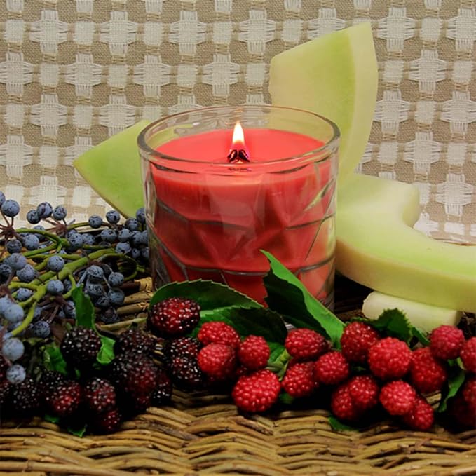 Sweet Melon &amp; Berries Wooden Cross Wick Clear Glass Scented Candle