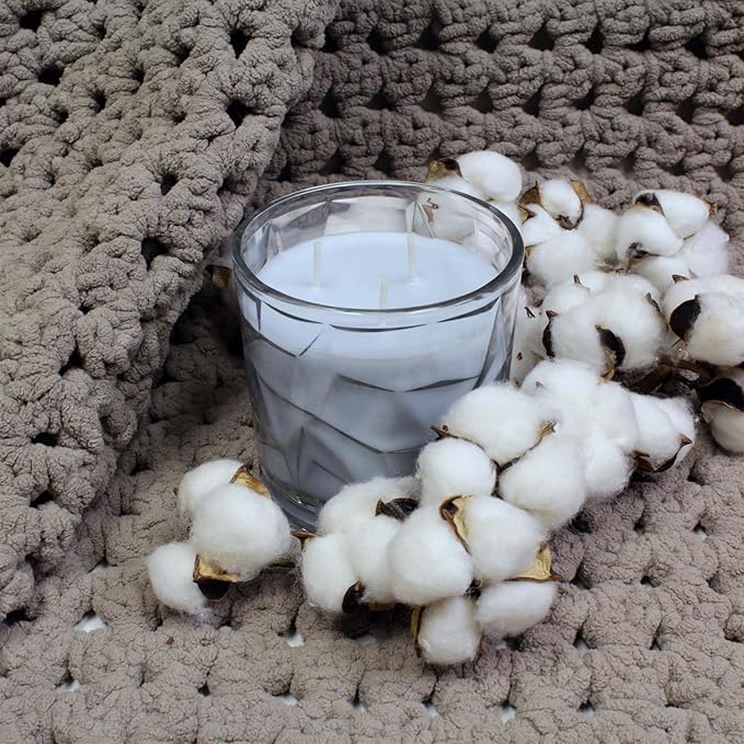 Clean Cotton 3 Wick Clear Glass Scented Candle