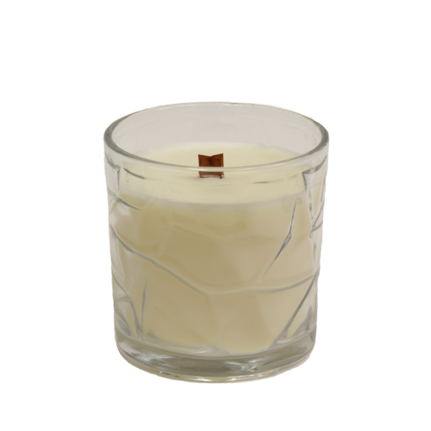 Buttered Popcorn Wooden Cross Wick Clear Glass Scented Candle