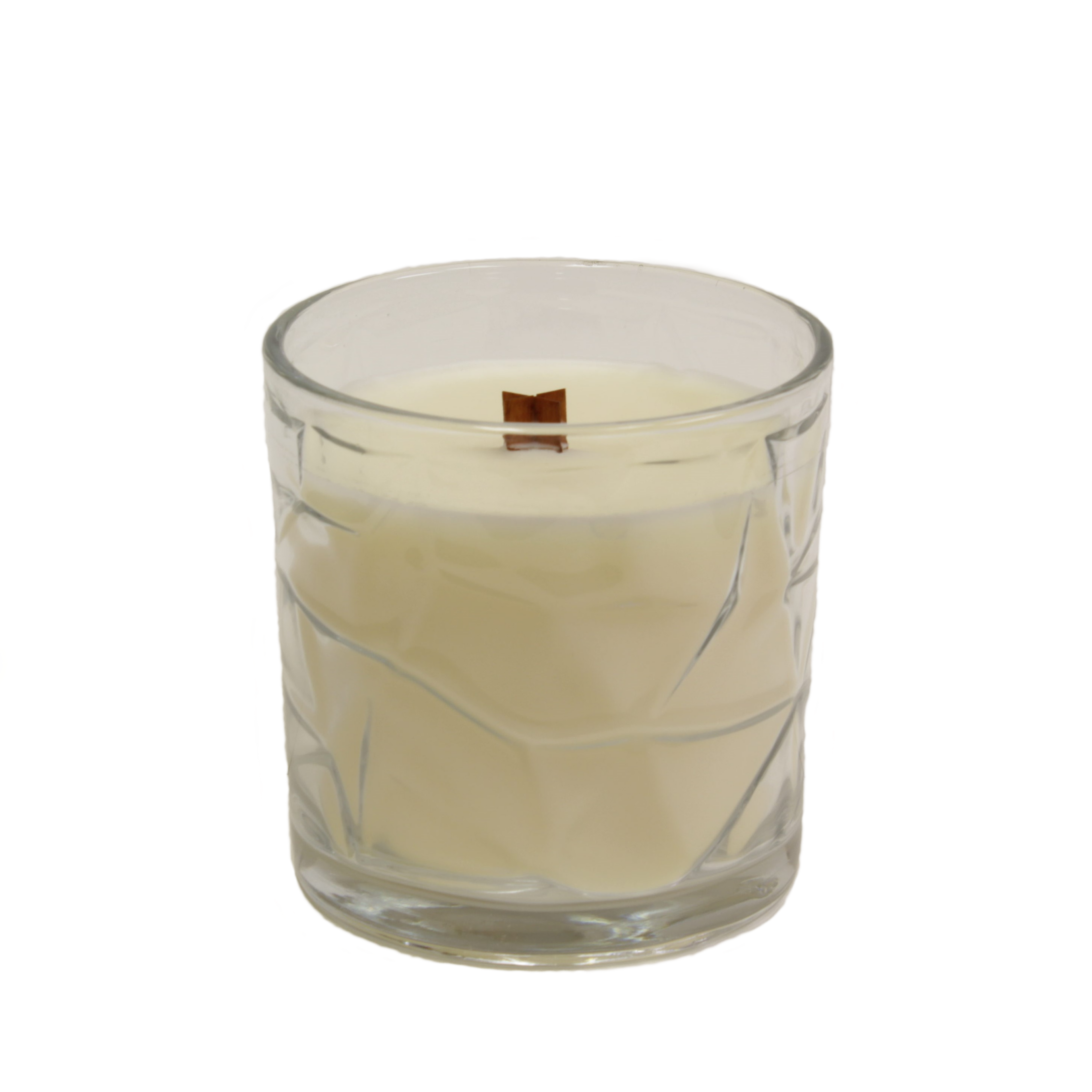 Buttered Popcorn Wooden Cross Wick Clear Glass Scented Candle