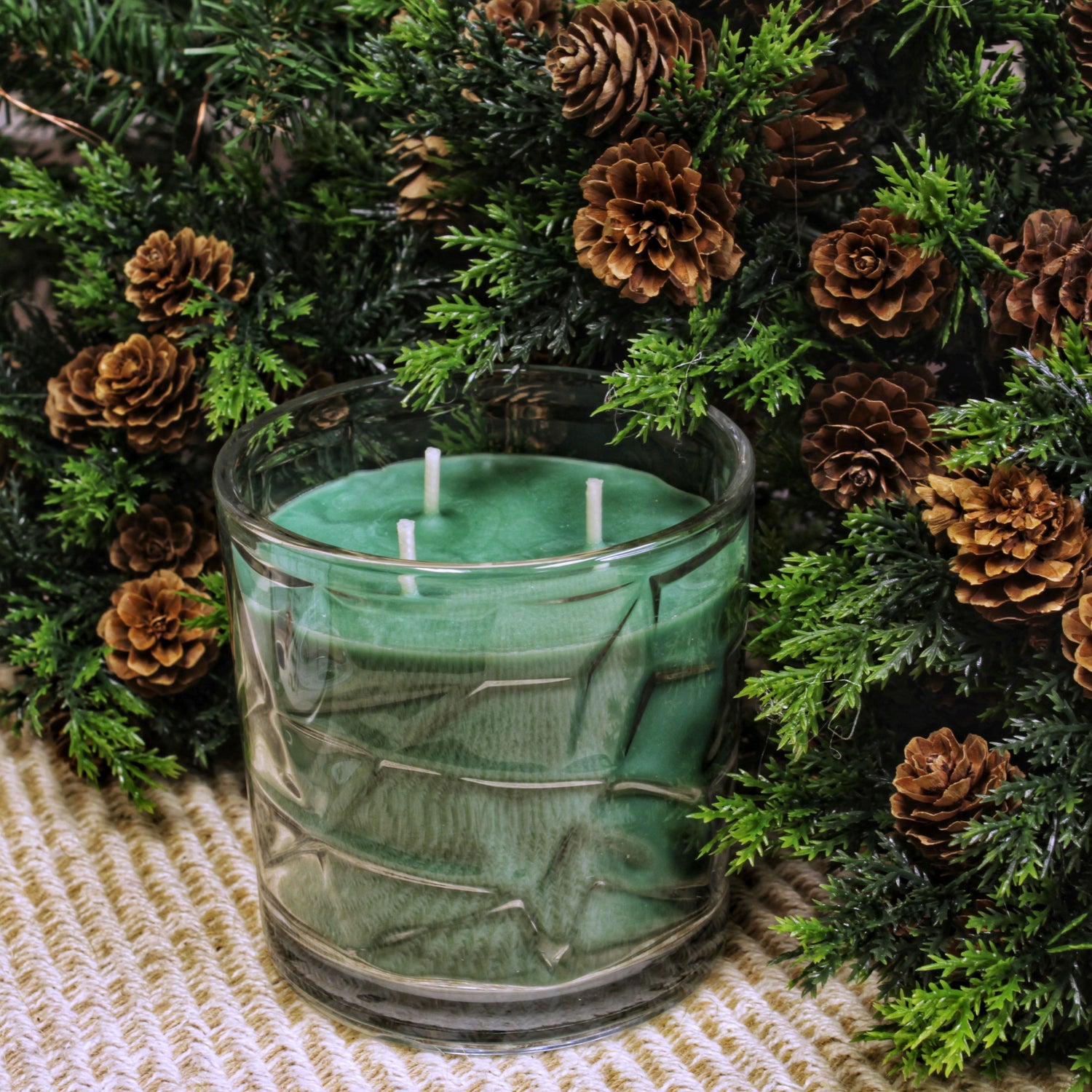 Christmas Tree 3 Wick Clear Glass Scented Candle