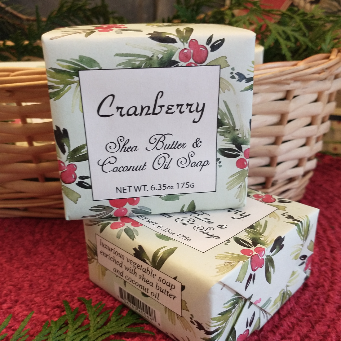 Cranberry Soap with Shea Butter &amp; Coconut Oil - 6 Pack Individually Wrapped Bars