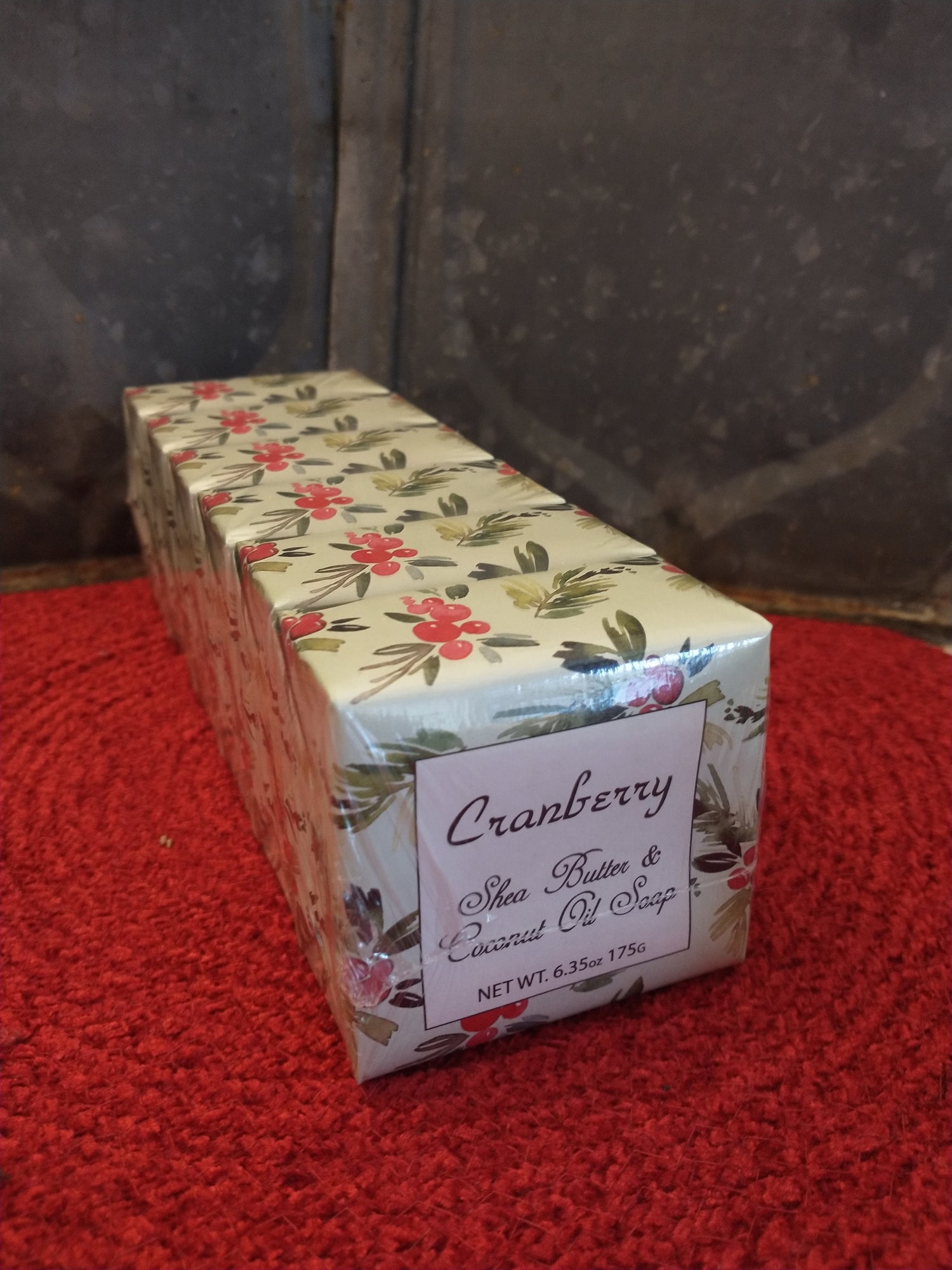 Cranberry Soap with Shea Butter &amp; Coconut Oil - 6 Pack Individually Wrapped Bars