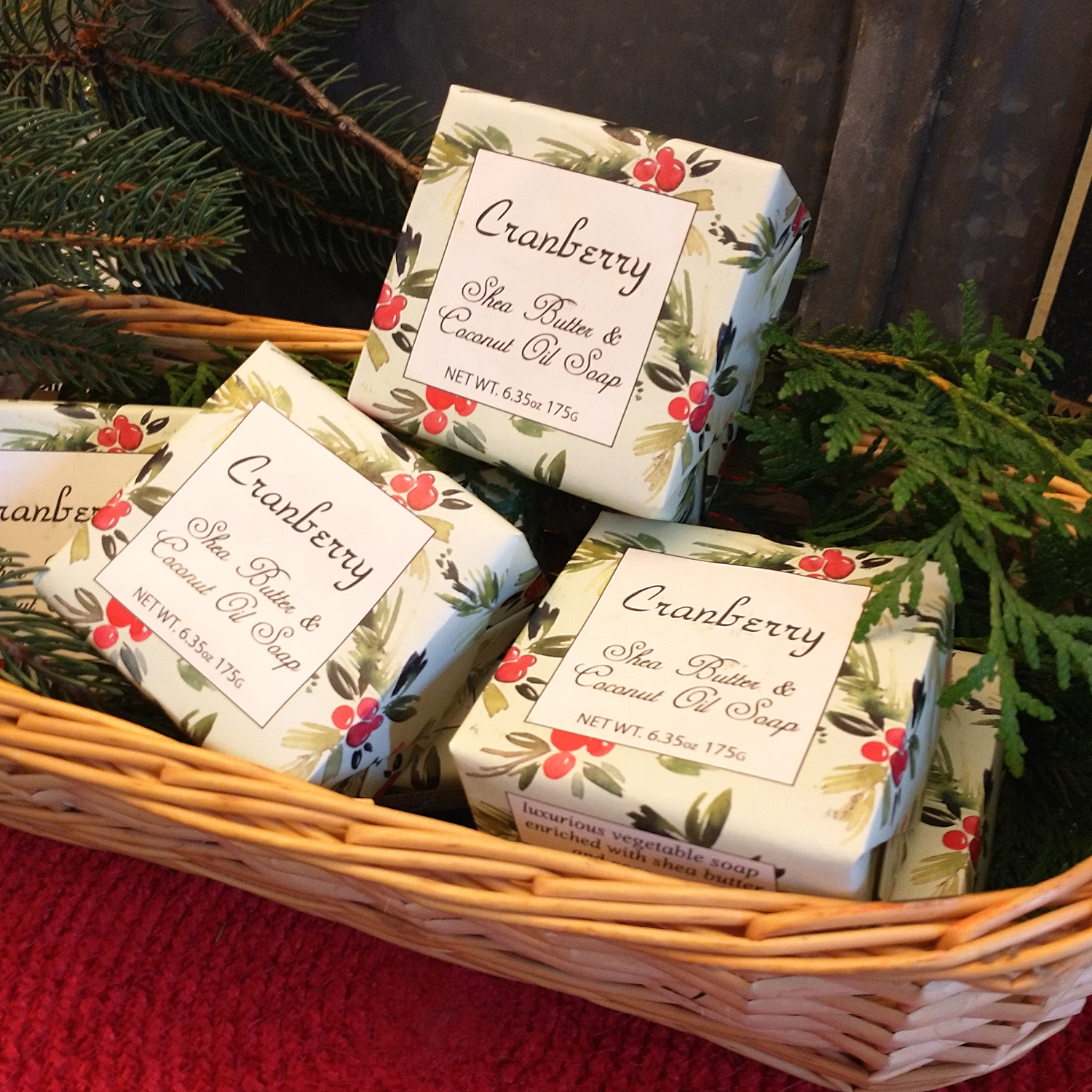 Cranberry Soap with Shea Butter &amp; Coconut Oil - 6 Pack Individually Wrapped Bars