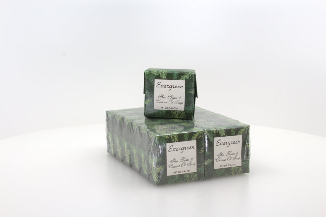 Evergreen Soap with Shea Butter &amp; Coconut Oil - 1.9 oz. -- 12 Pack Individually Wrapped Bars