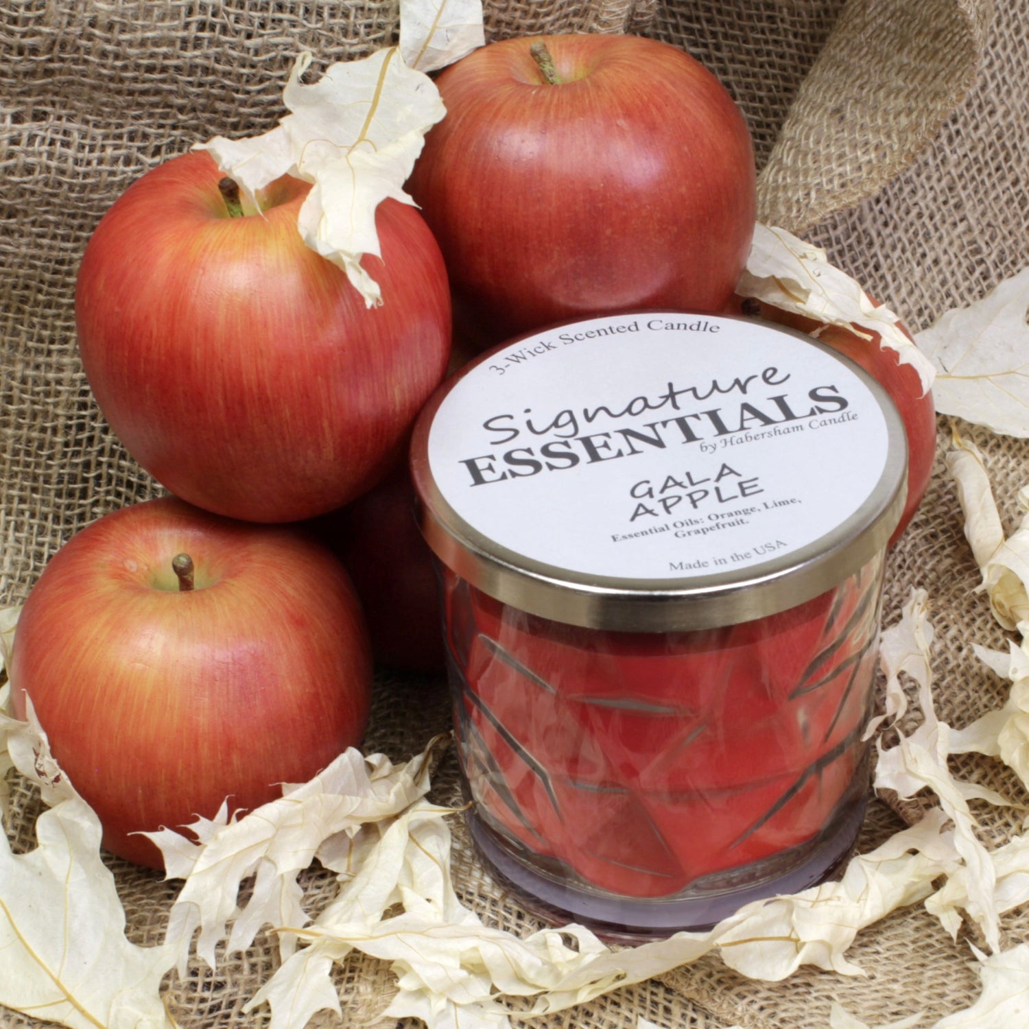 Gala Apple 3 Wick Clear Glass Scented Candle