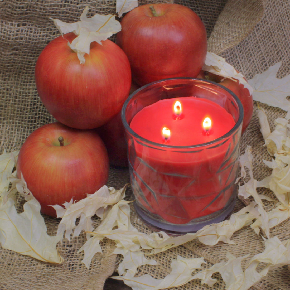 Gala Apple 3 Wick Clear Glass Scented Candle